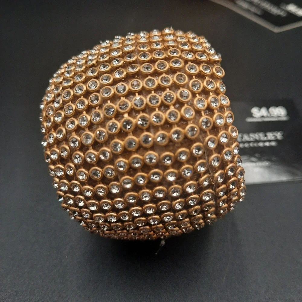 Robert Stanley Gold Rhinestone Glass Beaded Napkin Rings Set of 4 HL9182908 NEW